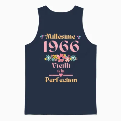 58 Ans Femme 1966 Idée Cadeau Anniversaire Drôle Humour Mam T-Shirt, Black, Female X-Small Unisex Tank Top - Navy