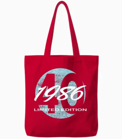 40th Birthday Man Woman 40 Years 1986 Funny Gift Tote Bags - Red