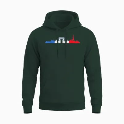 Paris Skyline Travelers France Design Unisex Hoodie - Forest