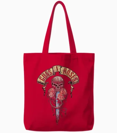 Guns N' Roses Dagger Skull Tote Bags - Red