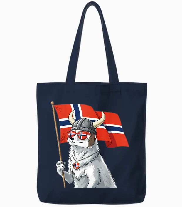 Norway Flag Norge Norwegian Pride Tote Bags in Navy