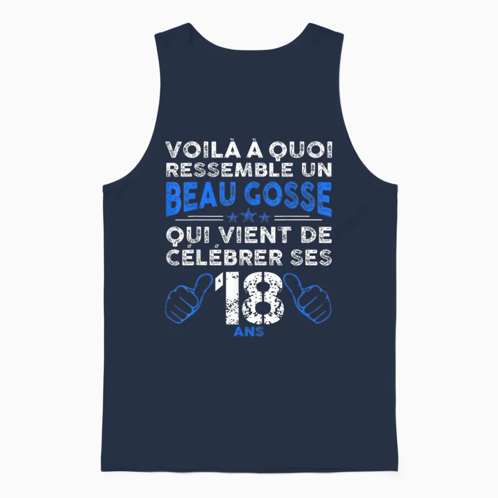 Birthday 18 Years Boy Funny | Anniv 18 Years T-Shirt, Black, S Unisex Tank Top in Navy