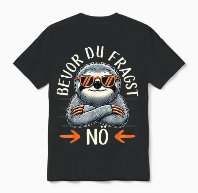 Bevor Du Fragst Nö, Women's / Men's / Children's Funny Sloth T-Shirt, Black Unisex T-Shirt - Black