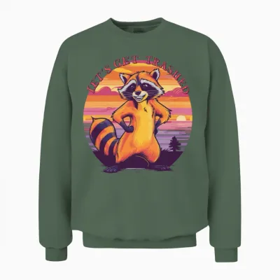 Funny Raccoon Retro Vintage Unisex Sweatshirt - Military Green
