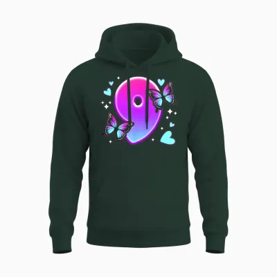 Geburtstag Mädchen 9 Jahre, Schmetterlinge Und Nummer 9 Unisex Hoodie - Forest