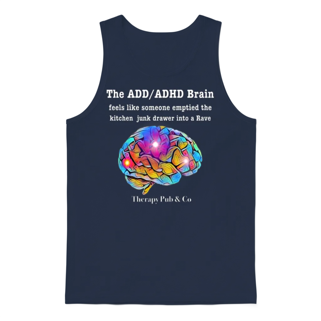 The Add Brain Is a Rave Unisex Tank Top - Navy