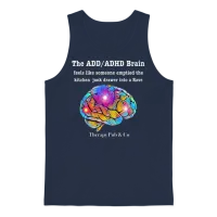 The Add Brain Is a Rave Unisex Tank Top - Navy – 1