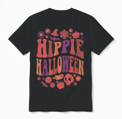 Retro Hippie Halloween Unisex T-Shirt - Black