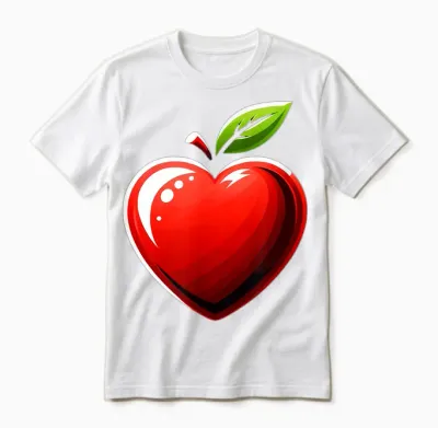 Apfel Herzförmig Sommer Frucht Unisex T-Shirt - White