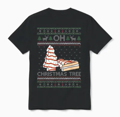 Oh Christmas Tree Cakes Debbie Becky Jen Cake Lovers Xmas Unisex T-Shirt - Black