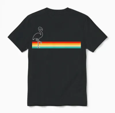 Flamingo Retro Unisex T-Shirt - Black