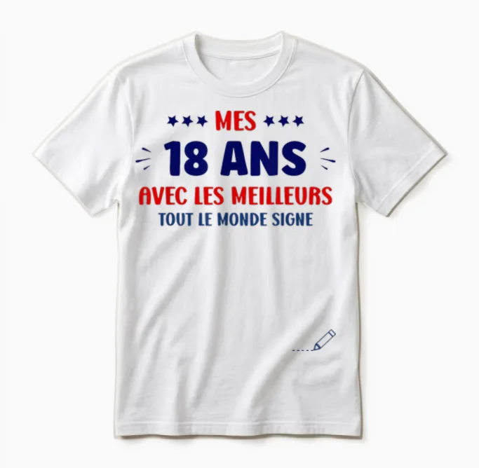 Humour 18 Years to Sign Birthday Signature 18 Years T-Shirt, White, S Unisex T-Shirt in White