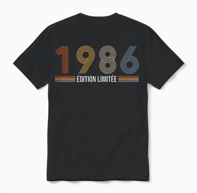 Vintage 1986 Limited Edition 39th Anniversary Retro 39 Years Unisex T-Shirt in Black
