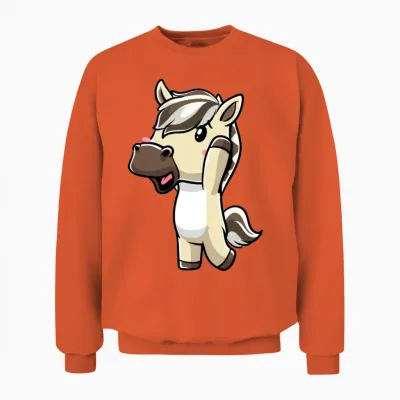 Fjord Horse Kawaii Emoticon Unisex Sweatshirt - Orange