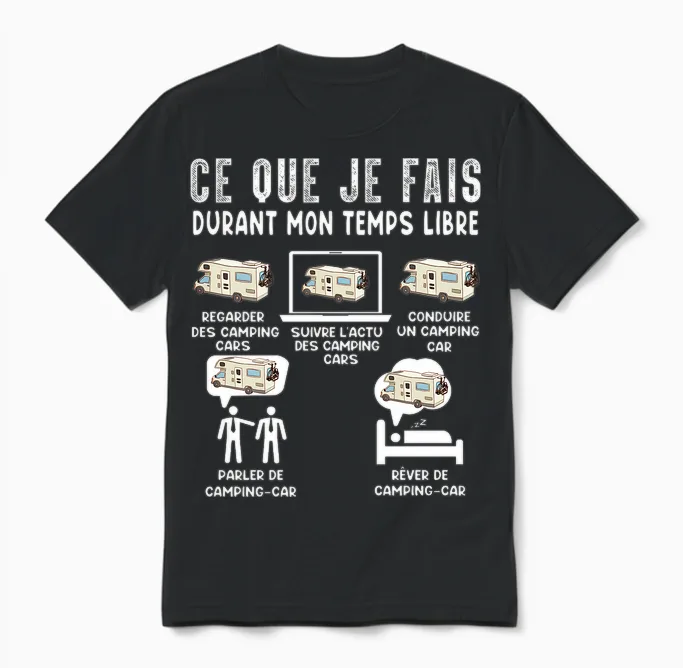 Amoureux De Camping Car Souvenir Retraite Homme Femme Humour T-Shirt Haut De Gamme Unisex T-Shirt in Black