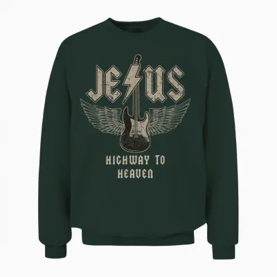 Jesus Rock and Roll Christian Music Worship Bible Verse Unisex Sweatshirt - Forest