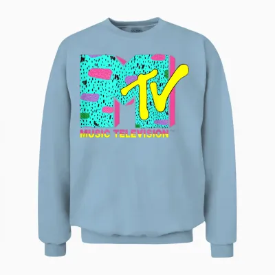Mademark X Mtv - the Official Mtv Logo with Wild Colors and a Funky Design Unisex Sweatshirt - Light Blue