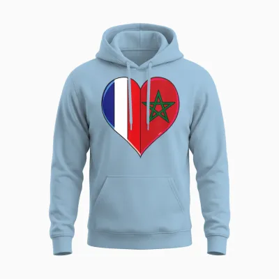 Joli Drapeau France Maroc Fierté Fans Français Marocains Unisex Hoodie - Light Blue