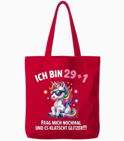 Ich Bin 29 +1 Lustiges 30 Geburtstag Einhorn Tote Bags - Red