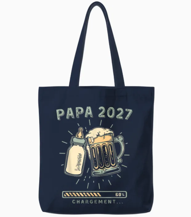 Futur Papa 2027 Chargement Annonce Bebe Bientôt Papa Tote Bags in Navy
