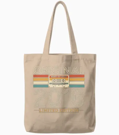 Retro 2016 Birthday Tote Bags - Natural