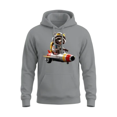Retro Rocket Raccoon Roadtrip Unisex Hoodie - Sport Grey