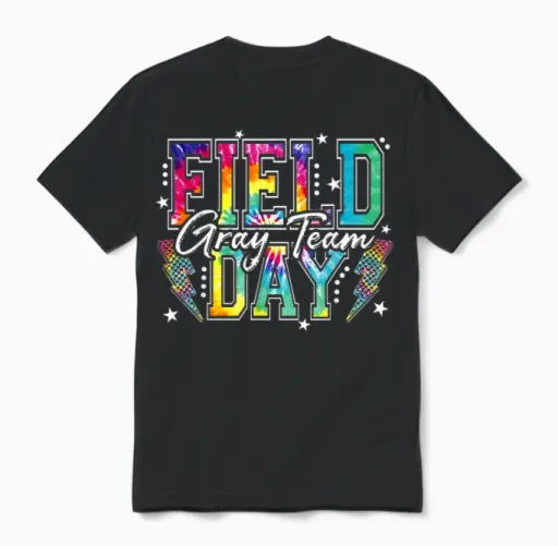 Field Day Gray Team Tie Dye School Field Trip 2026 Unisex T-Shirt in Black