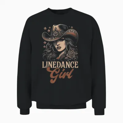 Line Dance Girl Cowgirl Cowboy Line Dancer Country Musik Unisex Sweatshirt - Black