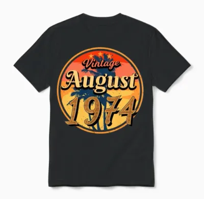 Building Year 1974 in August Unisex T-Shirt - Black