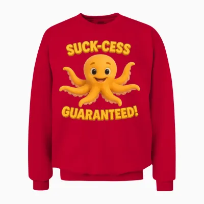 Suck-Cess Guaranteed Funny Octopus Unisex Sweatshirt - Red