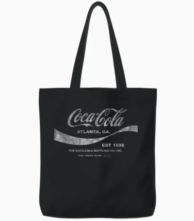 Coca-Cola T-Shirt Schwarz Unisex Klein Klassisch Kurzarm Sommer Tote Bags - Black