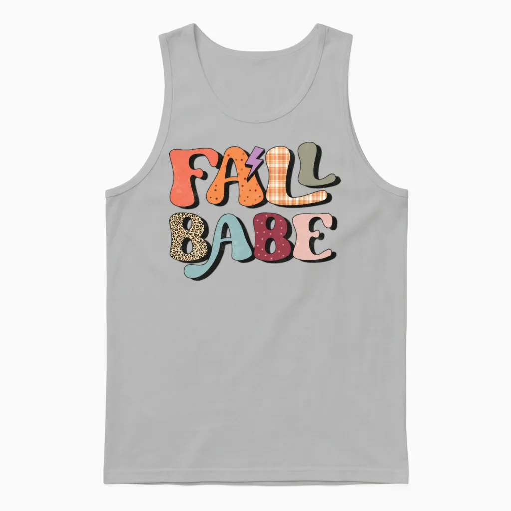 Fall Babe Retro Typography Unisex Tank Top in Ash