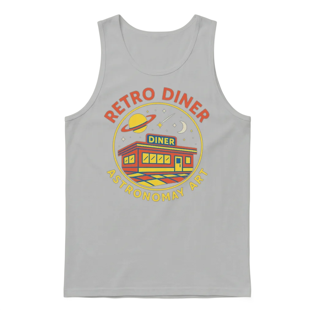 Retro Space Diner Astronomy Art Unisex Tank Top - Ash