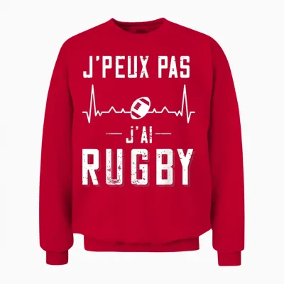 Rugby Player Jersey "j'peux Pas J'ai Rugby T-Shirt", Black Unisex Sweatshirt - Red
