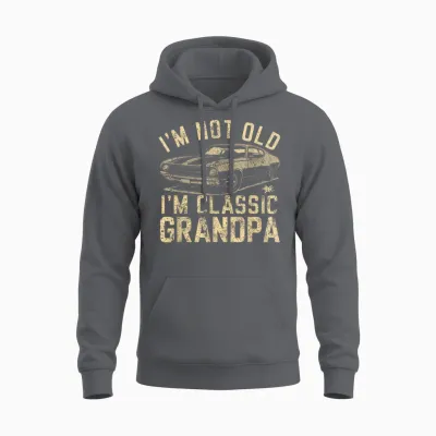 Funny Grandpa Classic Car Graphic Grandpa Gift for Christmas Unisex Hoodie - Charcoal
