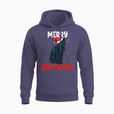 Merry Kiss My Ass Unisex Hoodie - Heather Sport Dark Navy