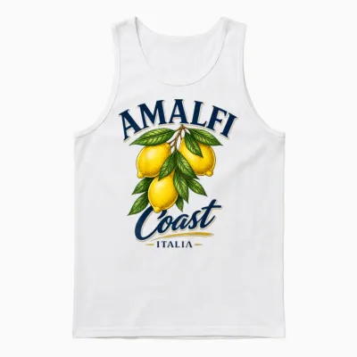 Amalfi Coast | Amalfiküste Limoncello Zitronen Backprint Unisex Tank Top - White