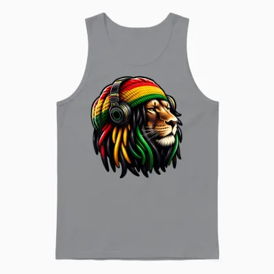 Jamaican Reggae Lion by Judah Rastafarian Lion Unisex Tank Top - Sport Grey