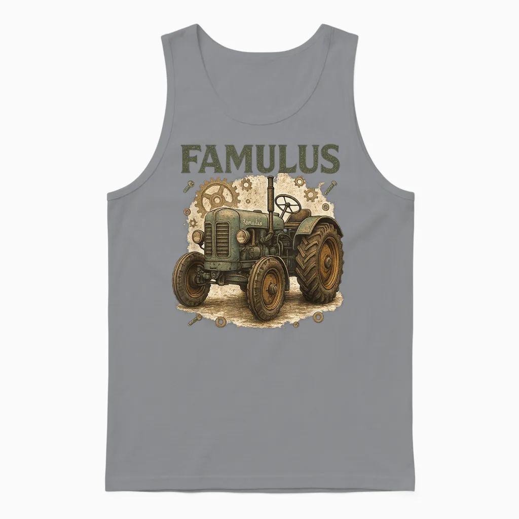 Famulus Tractor Retro Nostalgia for Farmers Gift Idea Unisex Tank Top in Sport Grey