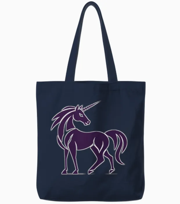 Horned Horse Lovers Gift Tote Bags in Navy