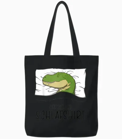 Official T-Rex Sleepshirt Pyjamas Dino Dinosaur T-Shirt, Gray Tote Bags - Black