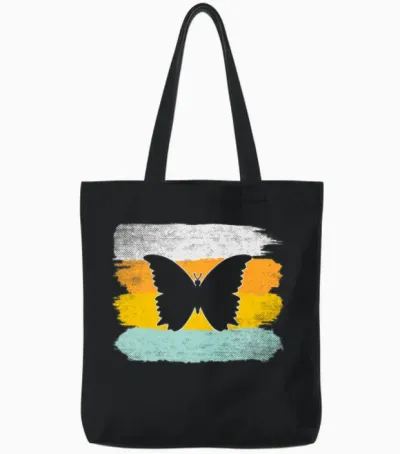 Butterfly Retro Tote Bags - Black