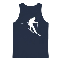 Skiing Silhouette Ski Unisex Tank Top - Navy – 1