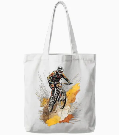 Mountain Bike Mtb Downhill Cycling E-Bike & Bicycle T-Shirt, Black Tote Bags - White