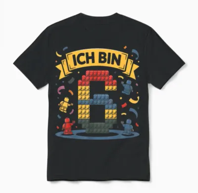 Ich Bin 6 Bausteine 6 Geburtstag Jungen Mädchen Geburtstag Unisex T-Shirt - Black