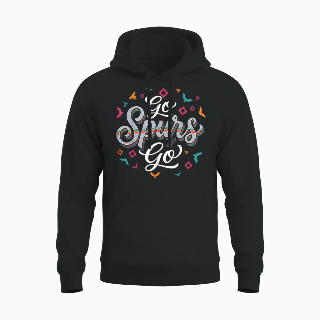 Go Spurs Go Basketball Season Game Day Basketball Fan Unisex Hoodie in Black