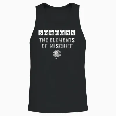 Shenanigans Funny St Patricks Day Chemistry Periodic Table Unisex Tank Top - Black