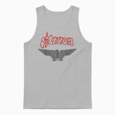 Offiziell Saxon Eagle Vintage Band Retro Musik Heavy Metal Unisex Tank Top - Ash
