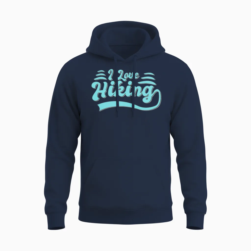 I Love Hiking - & Outdoors Unisex Hoodie in Navy