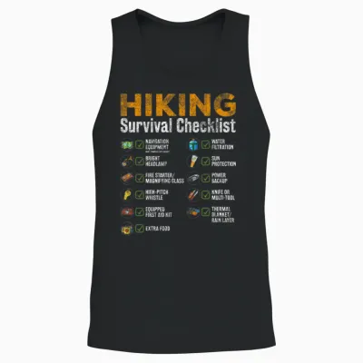 Hiking - Hiking Survival Checklist Unisex Tank Top - Black